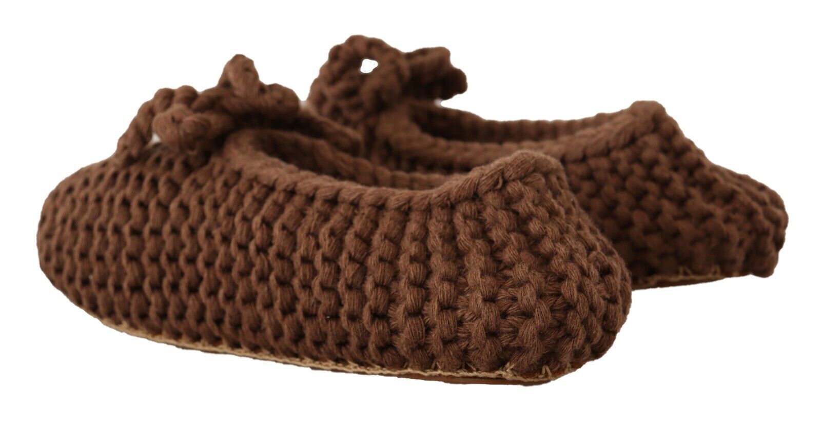 Dolce & Gabbana Brown Slip-On Ballerina Flats Wool Knit Shoes-4