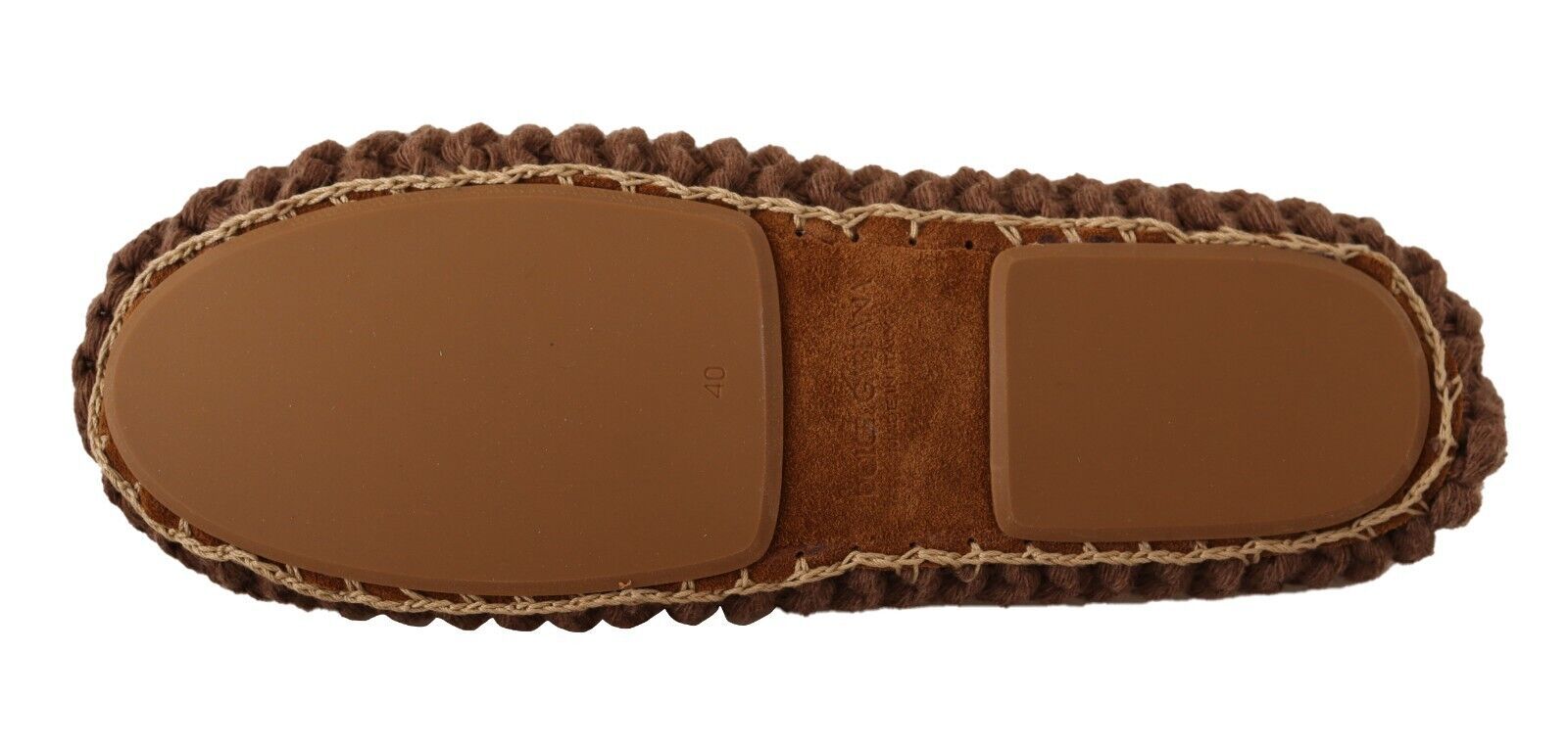 Dolce & Gabbana Brown Slip-On Ballerina Flats Wool Knit Shoes-5