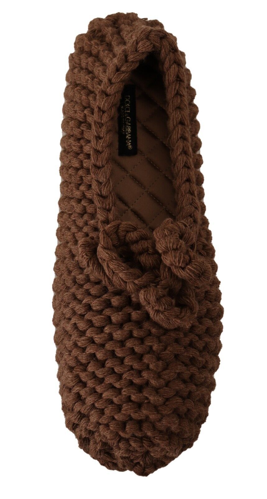 Dolce & Gabbana Brown Slip-On Ballerina Flats Wool Knit Shoes-6