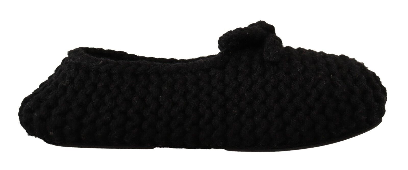 Dolce & Gabbana Schwarz Slip On Ballerina Flats Wolle stricken Schuhe