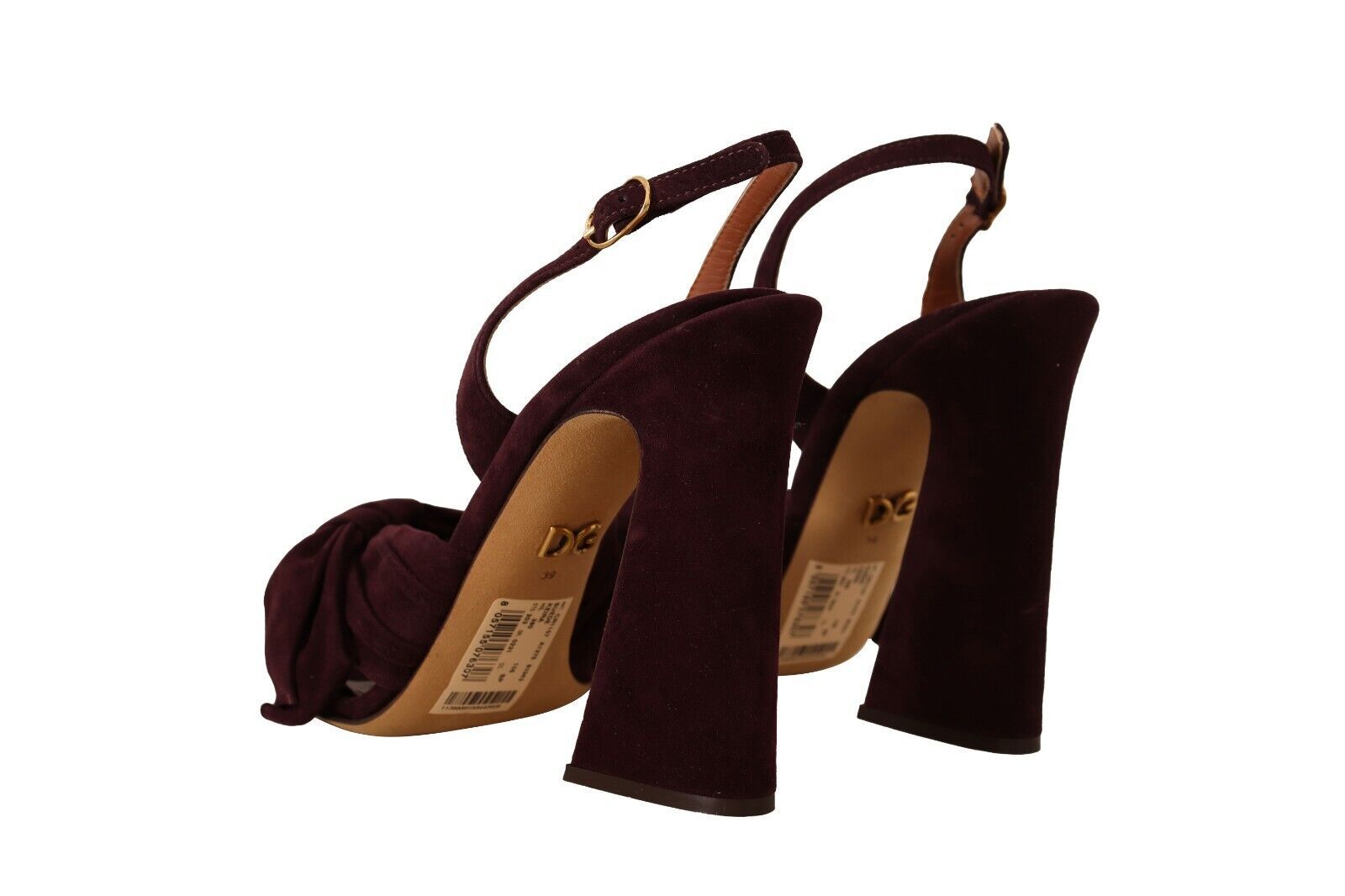 Dolce & Gabbana Dark Purple Suede Strappy Sandals Shoes-3