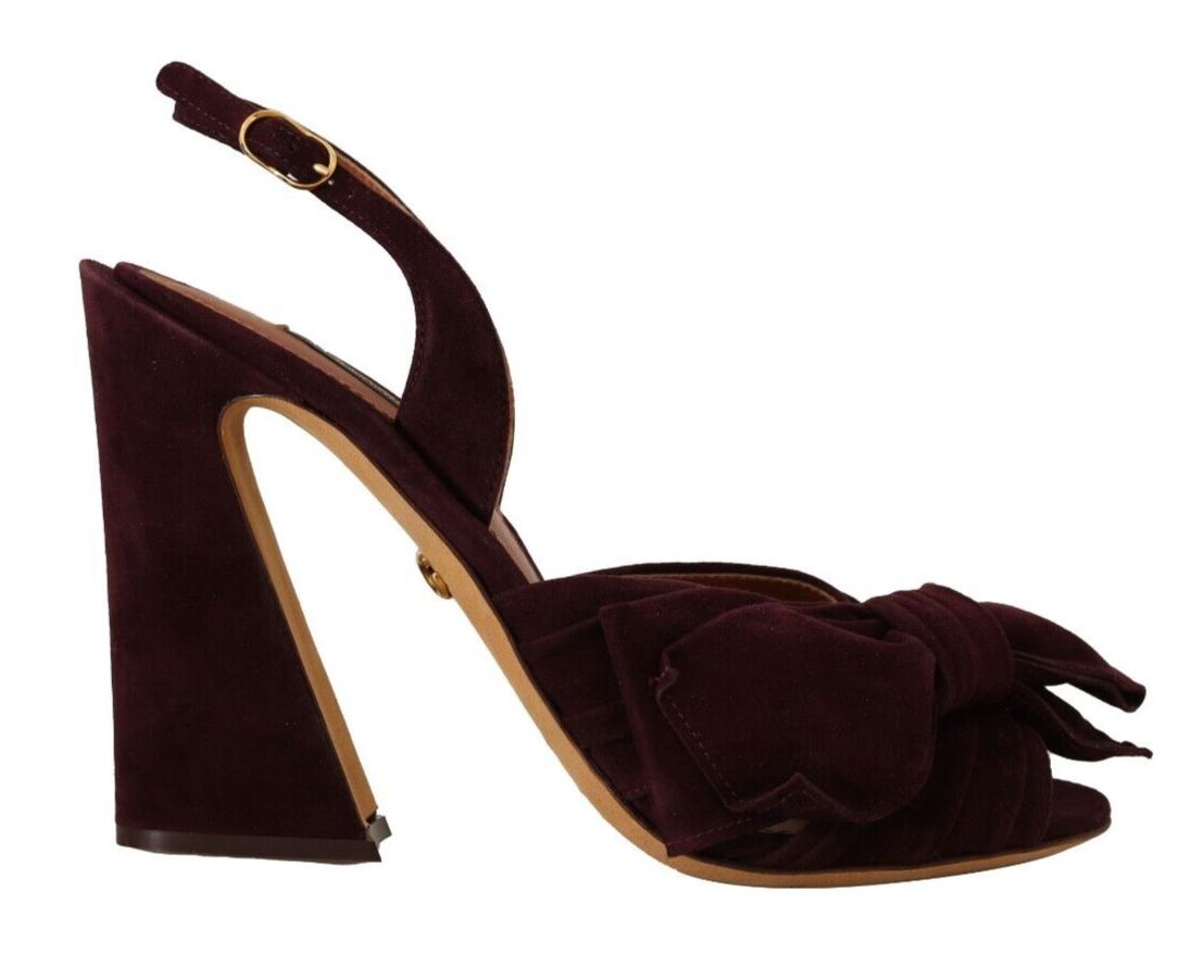 Dolce & Gabbana Dunkellila Wildleder Riemchensandalen Schuhe