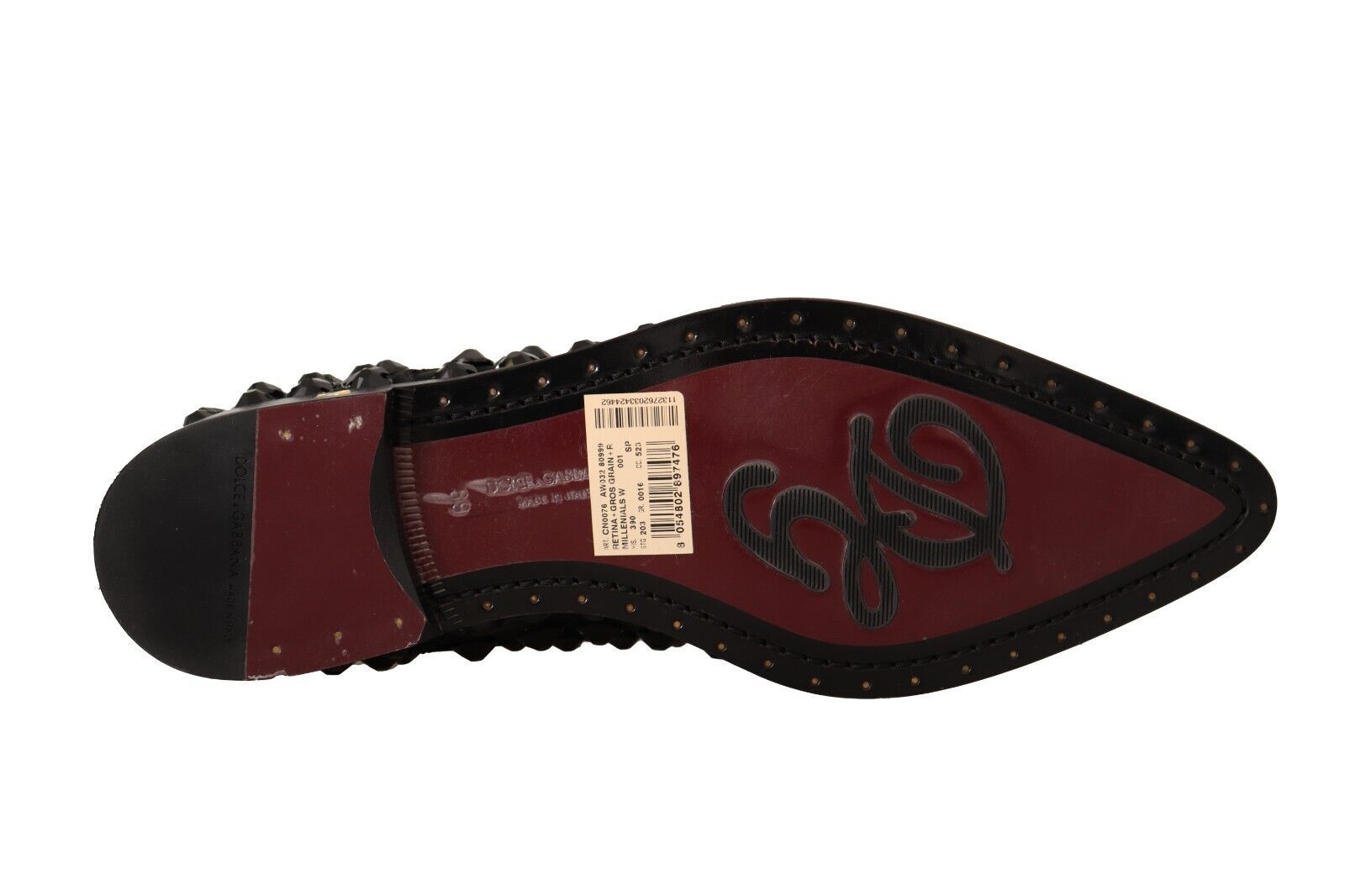 Dolce & Gabbana Black Lace-up Shoes with Studs Formal Flats Shoes-6
