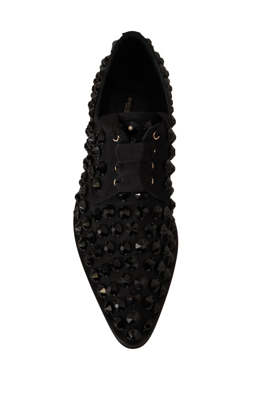 Dolce & Gabbana Black Lace-up Shoes with Studs Formal Flats Shoes-7