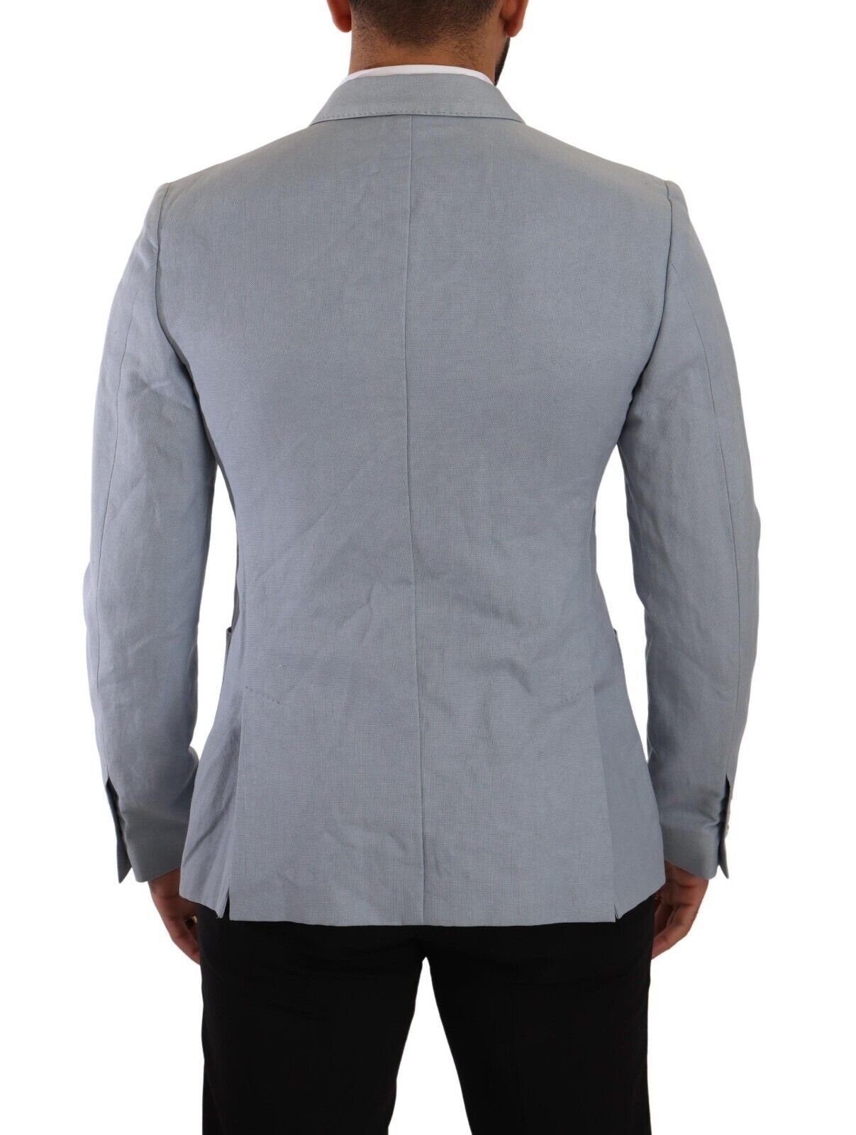 Dolce & Gabbana Blaue Baumwolle Leinen Slim Fit Jacke Mantel Blazer-2