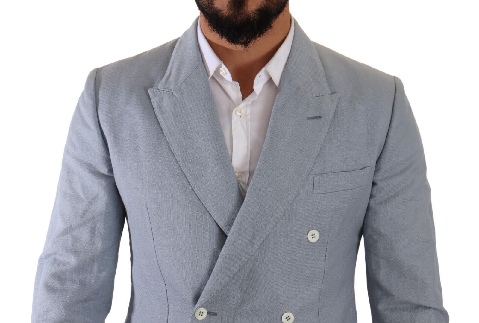 Dolce & Gabbana Blaue Baumwolle Leinen Slim Fit Jacke Mantel Blazer-3