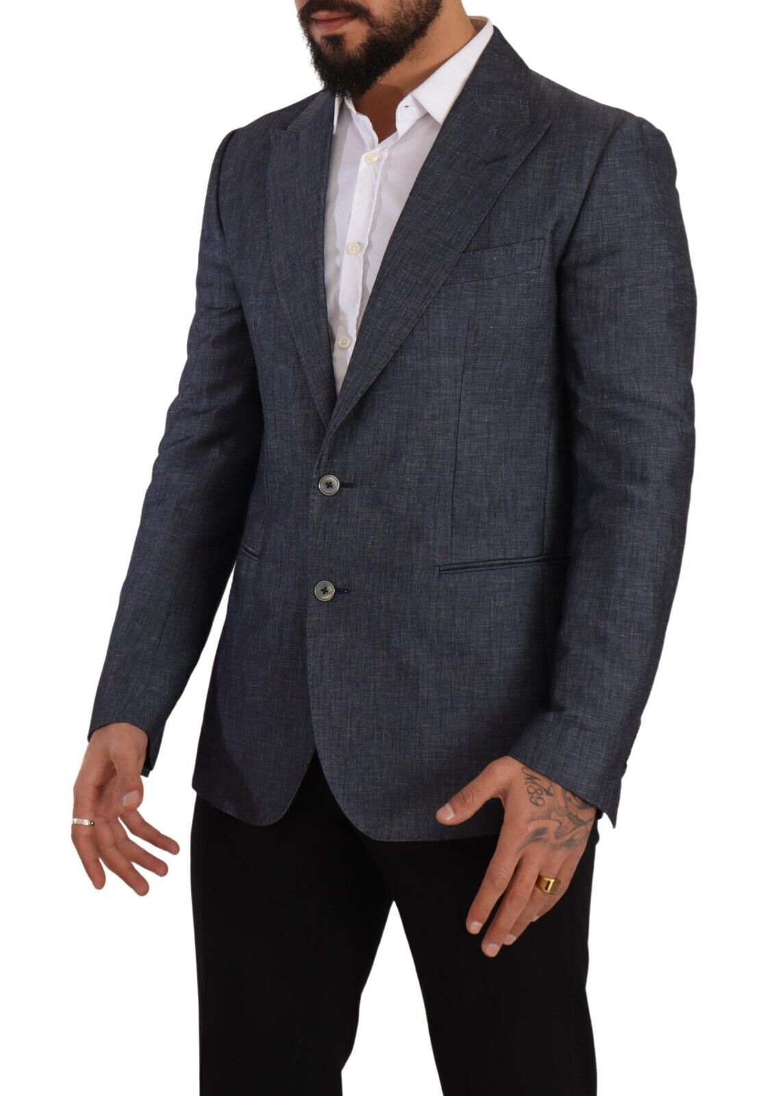 Dolce & Gabbana Blaue Leinen-Baumwoll-Jacke TAORMINA Blazer-2