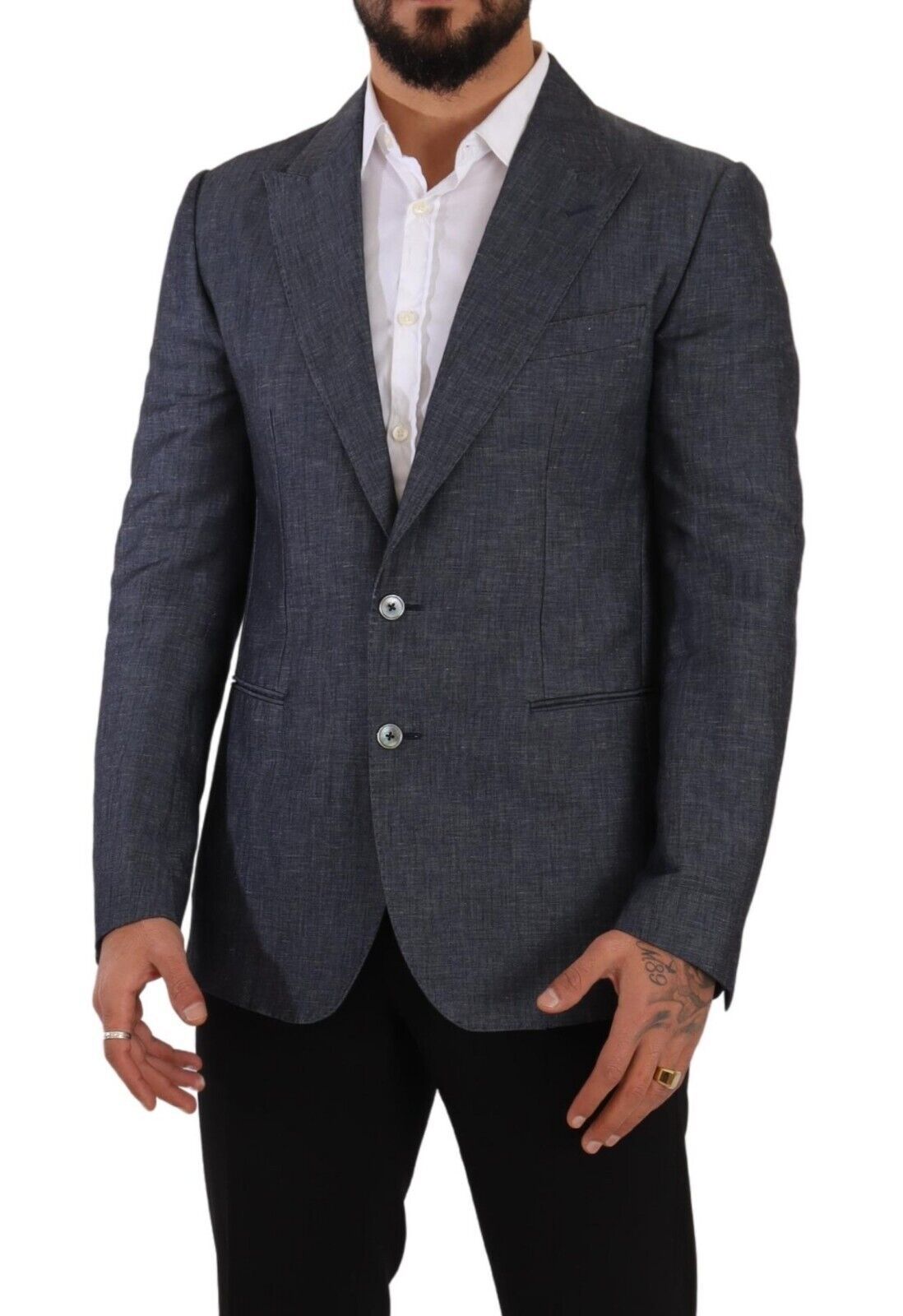Dolce & Gabbana Blaue Leinen-Baumwoll-Jacke TAORMINA Blazer-5