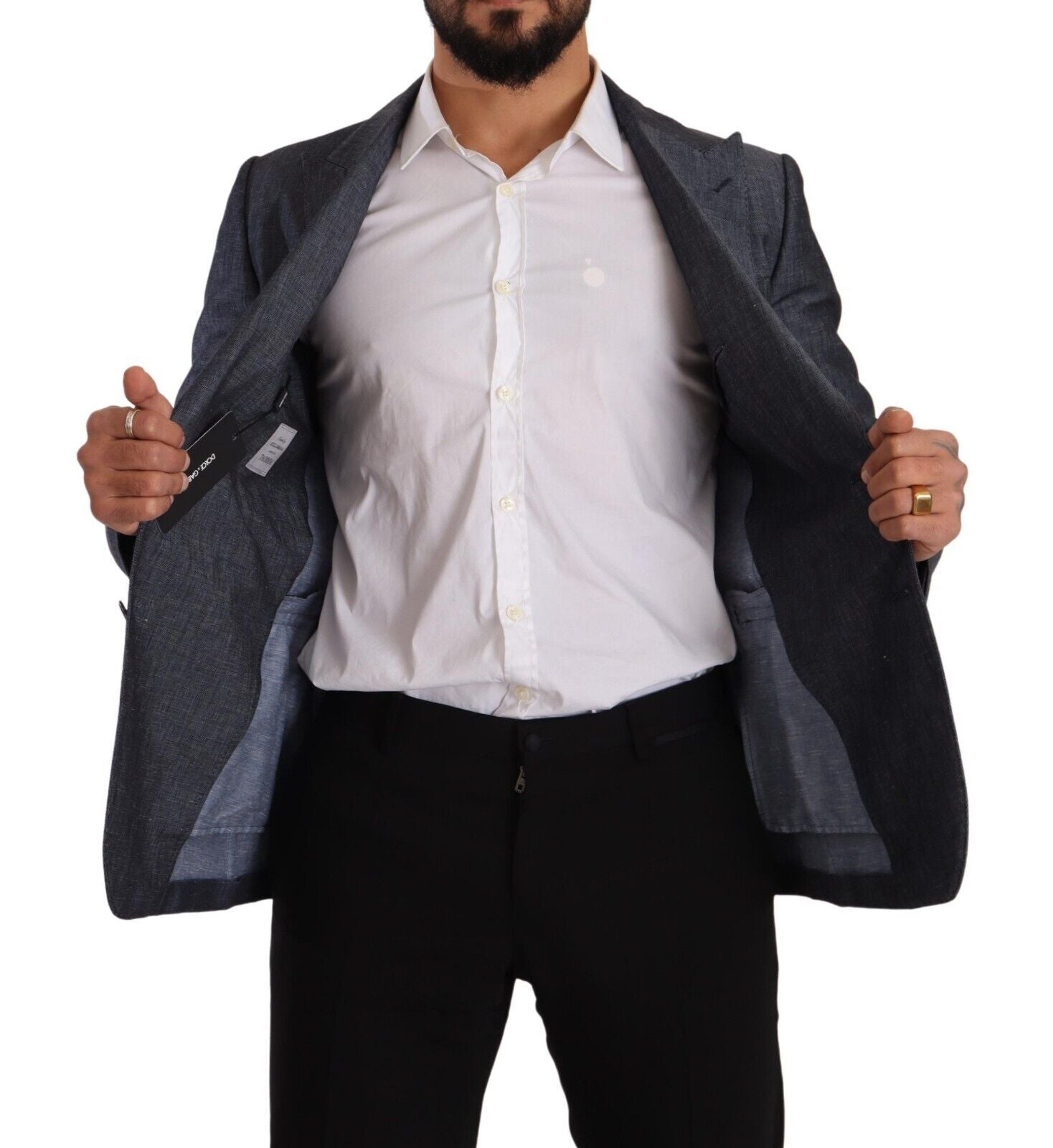 Dolce & Gabbana Blaue Leinen-Baumwoll-Jacke TAORMINA Blazer-6