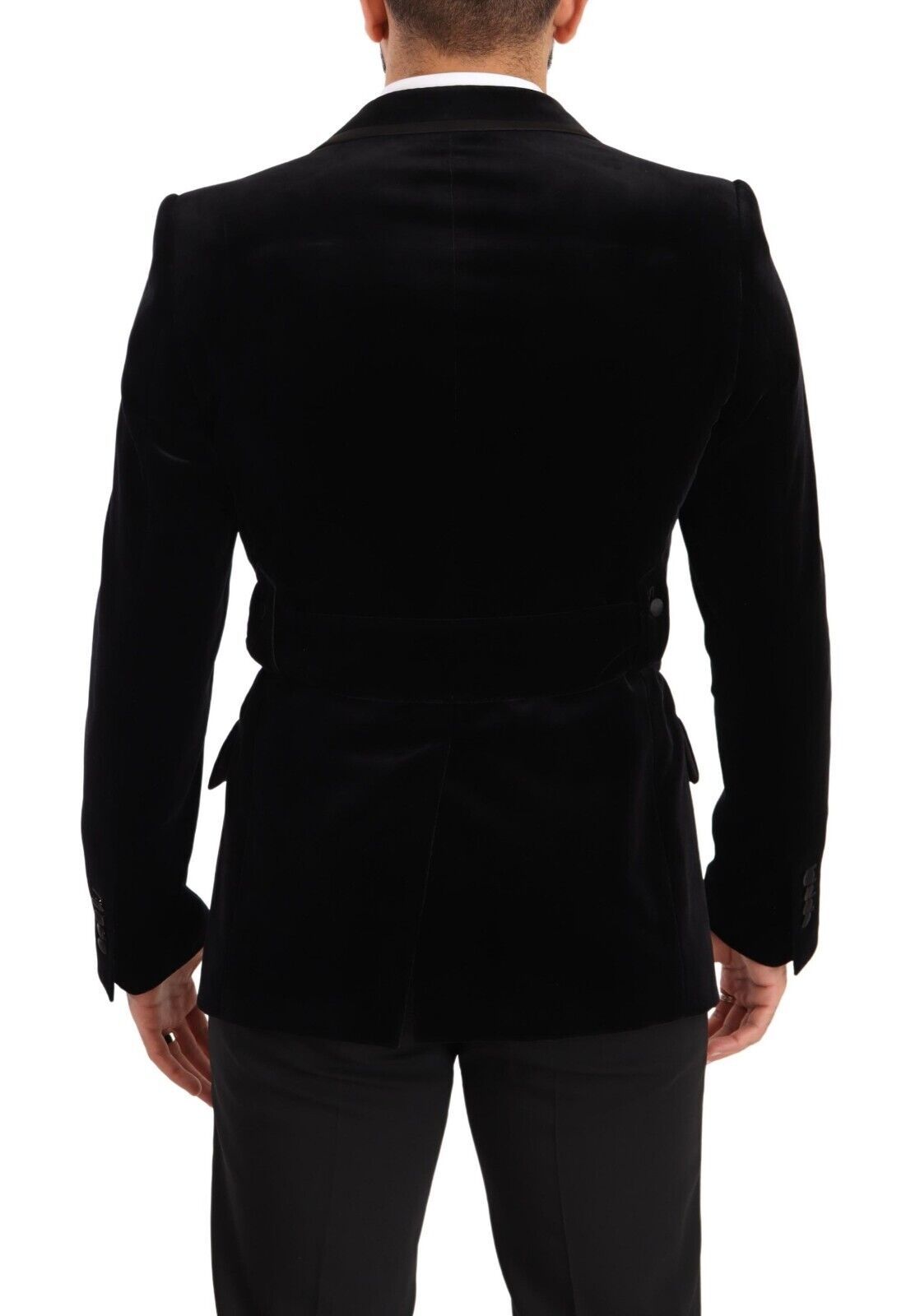 Dolce & Gabbana black single-breasted velvet blazer with one button-3