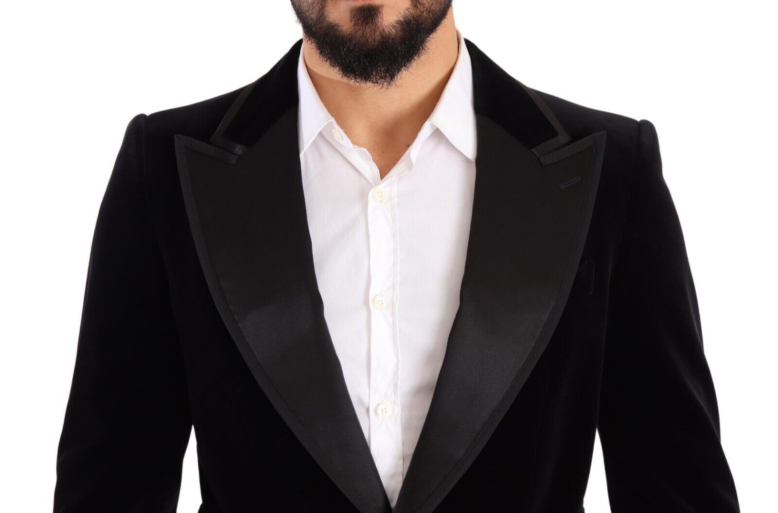 Dolce & Gabbana black single-breasted velvet blazer with one button-4