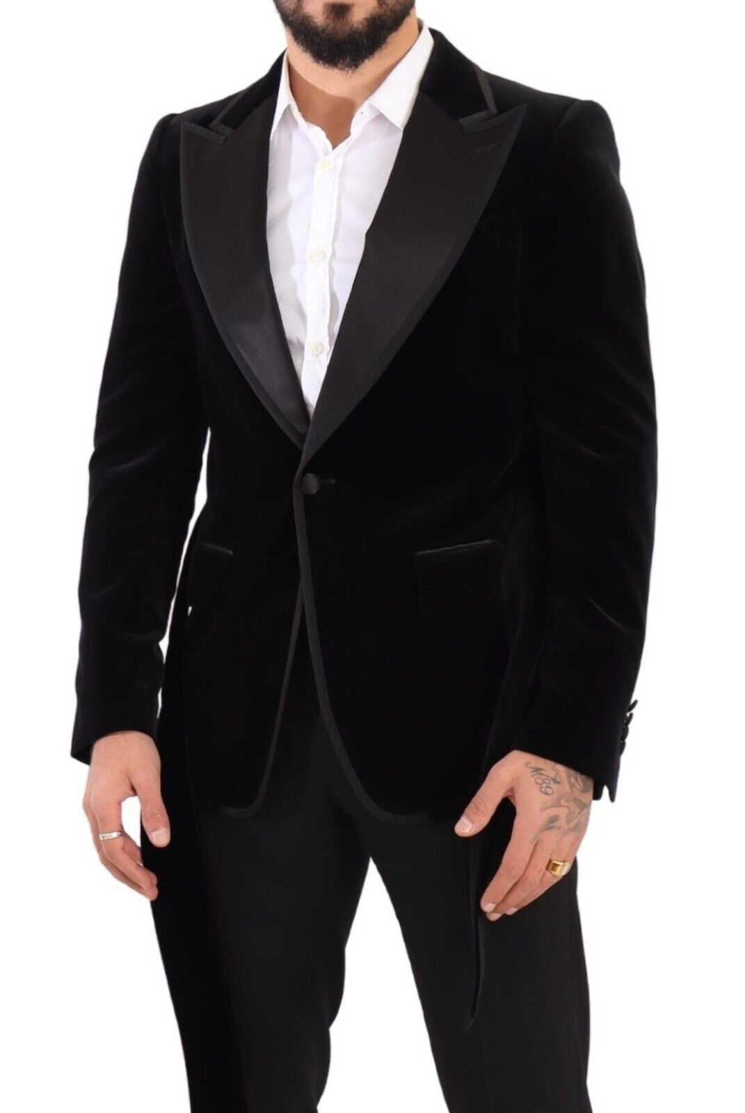 Dolce & Gabbana black single-breasted velvet blazer with one button-5