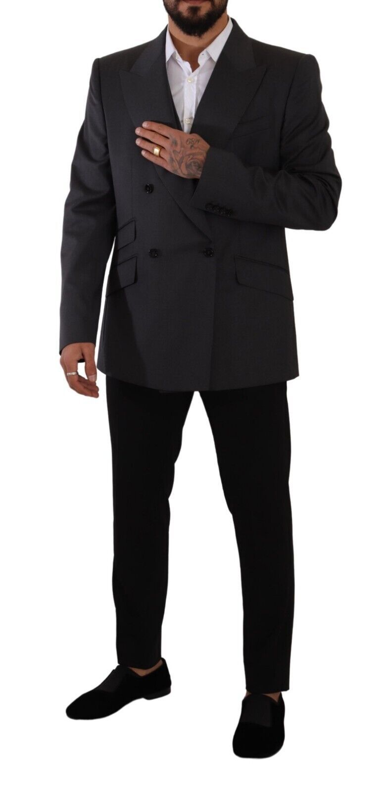 Blazer cruzado gris SICILIA de Dolce & Gabbana (2 piezas)-4