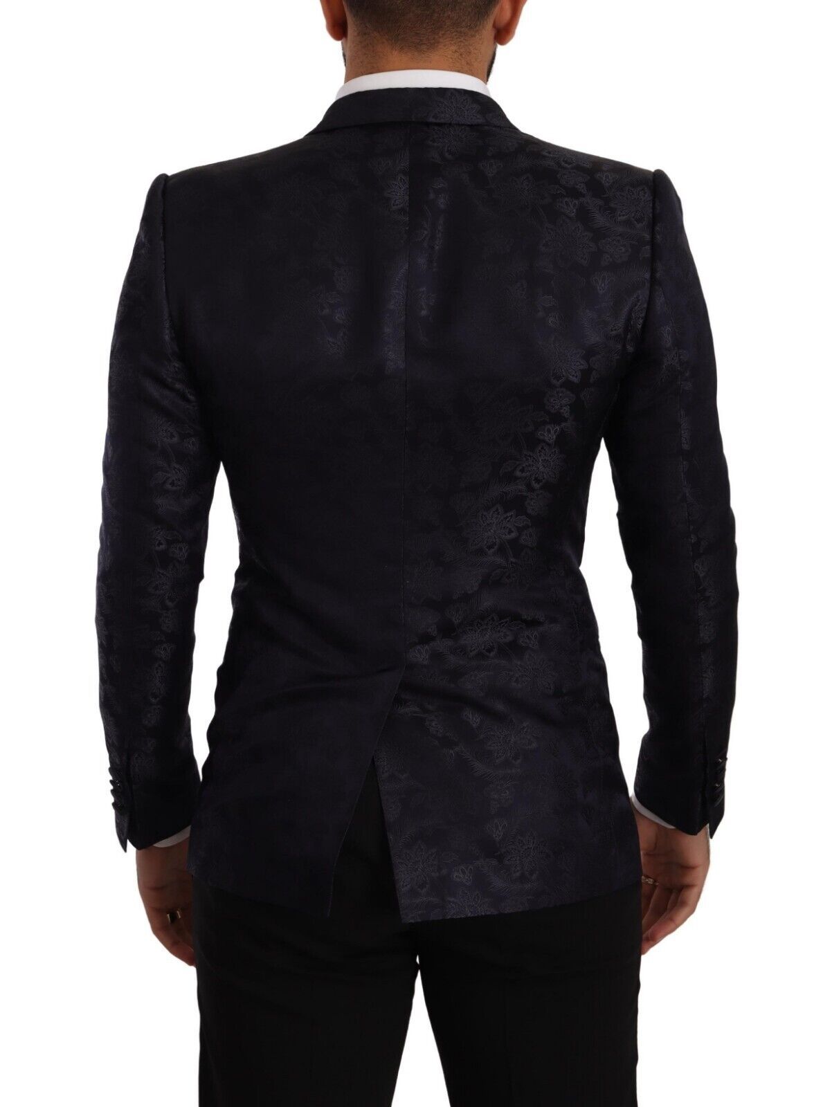 Dolce & Gabbana Abrigo de seda jacquard azul con estampado floral MARTINI Blazer-2