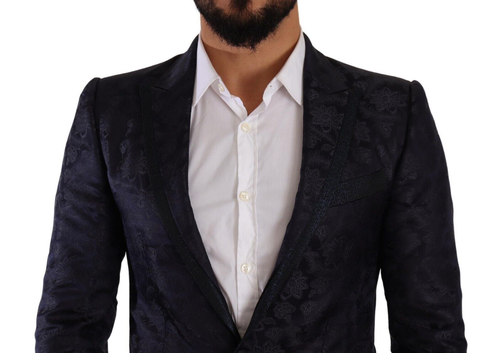Dolce & Gabbana Abrigo de seda jacquard azul con estampado floral MARTINI Blazer-3