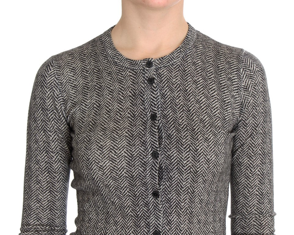 Top, cárdigan y suéter de lana en blanco y negro de Dolce & Gabbana-4