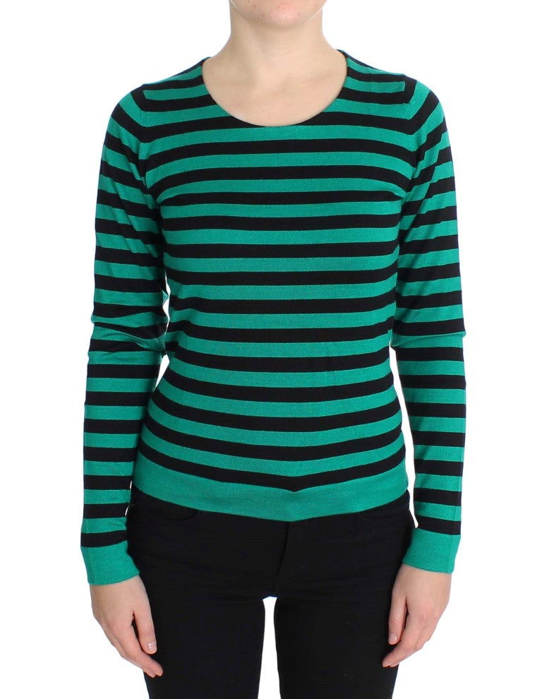 Dolce & Gabbana Green and Black Silk and Cashmere Sweater-1