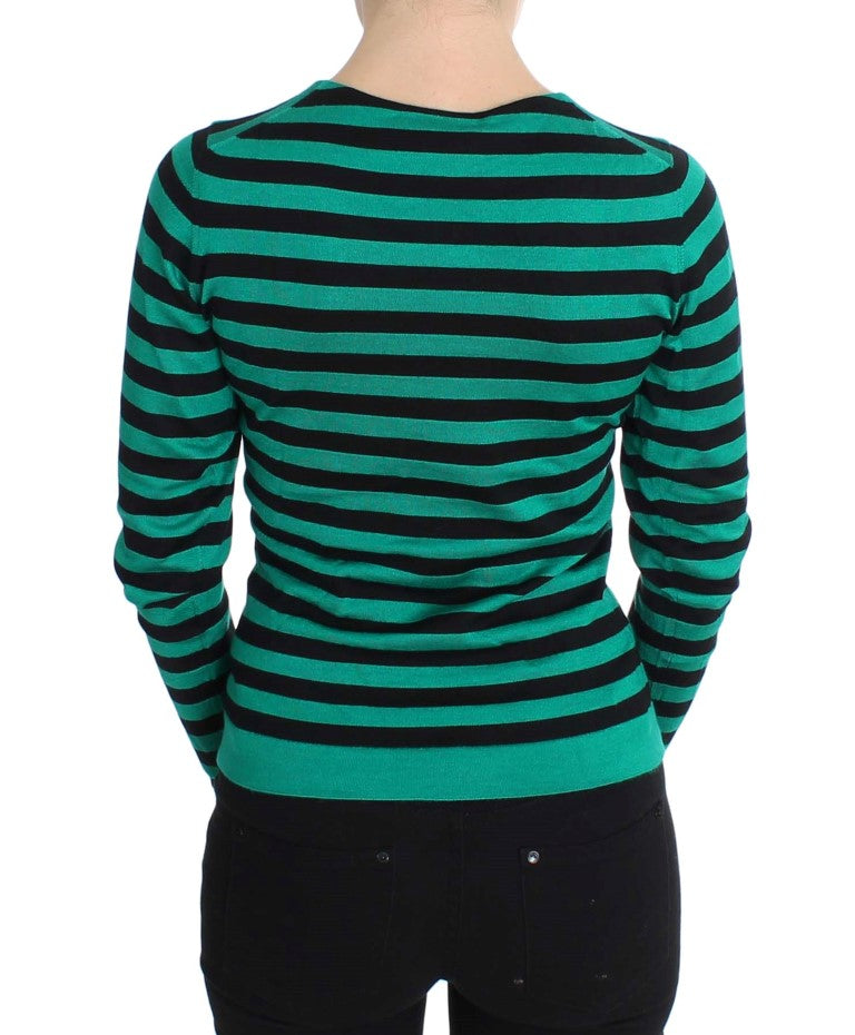 Dolce & Gabbana Green and Black Silk and Cashmere Sweater-3