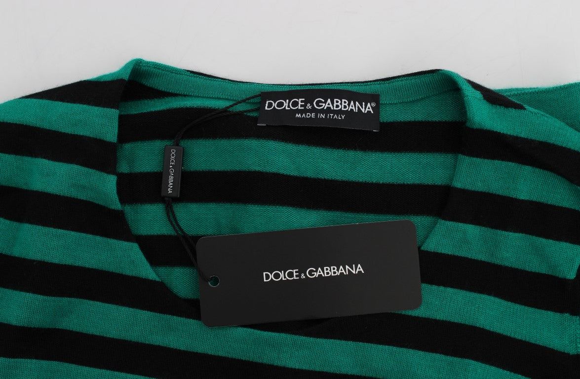 Dolce & Gabbana Green and Black Silk and Cashmere Sweater-5