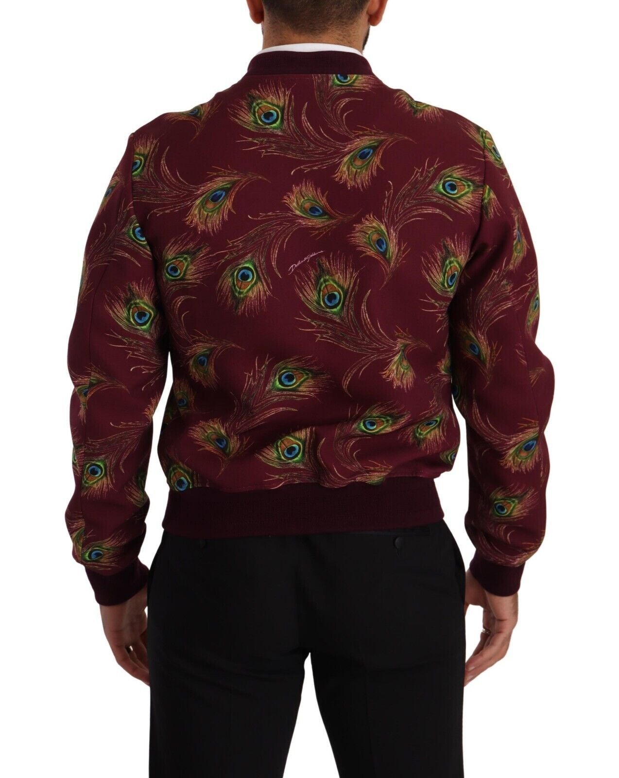 Dolce & Gabbana Red Peacock Polyester Stretch Full Zip Jacket-2