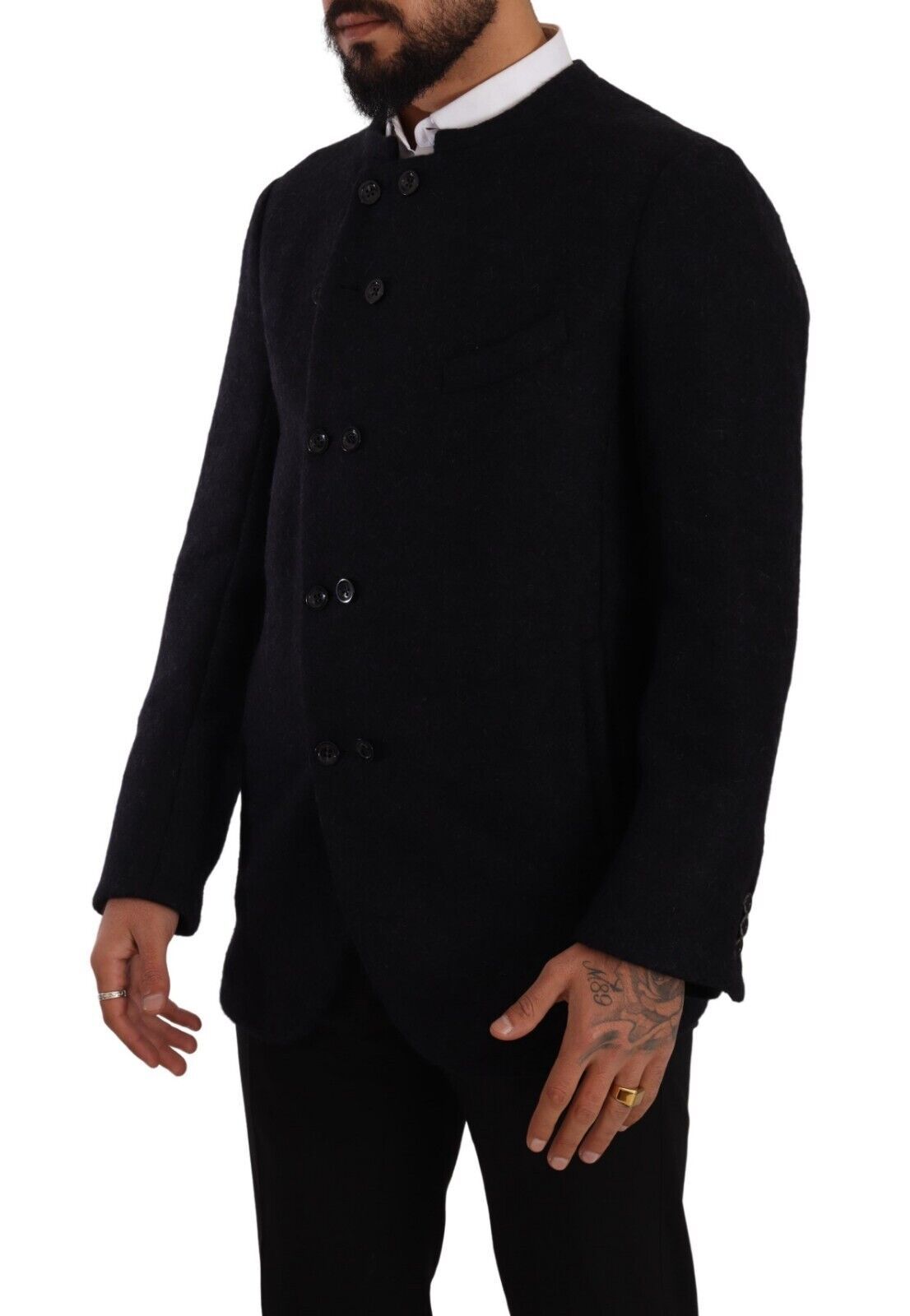 Dolce & Gabbana Grey Alpaca Button Down Men's Coat Jacket-2