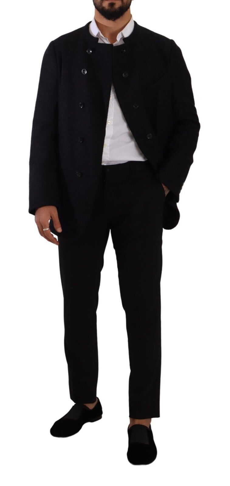 Dolce & Gabbana Grey Alpaca Button Down Men's Coat Jacket-7
