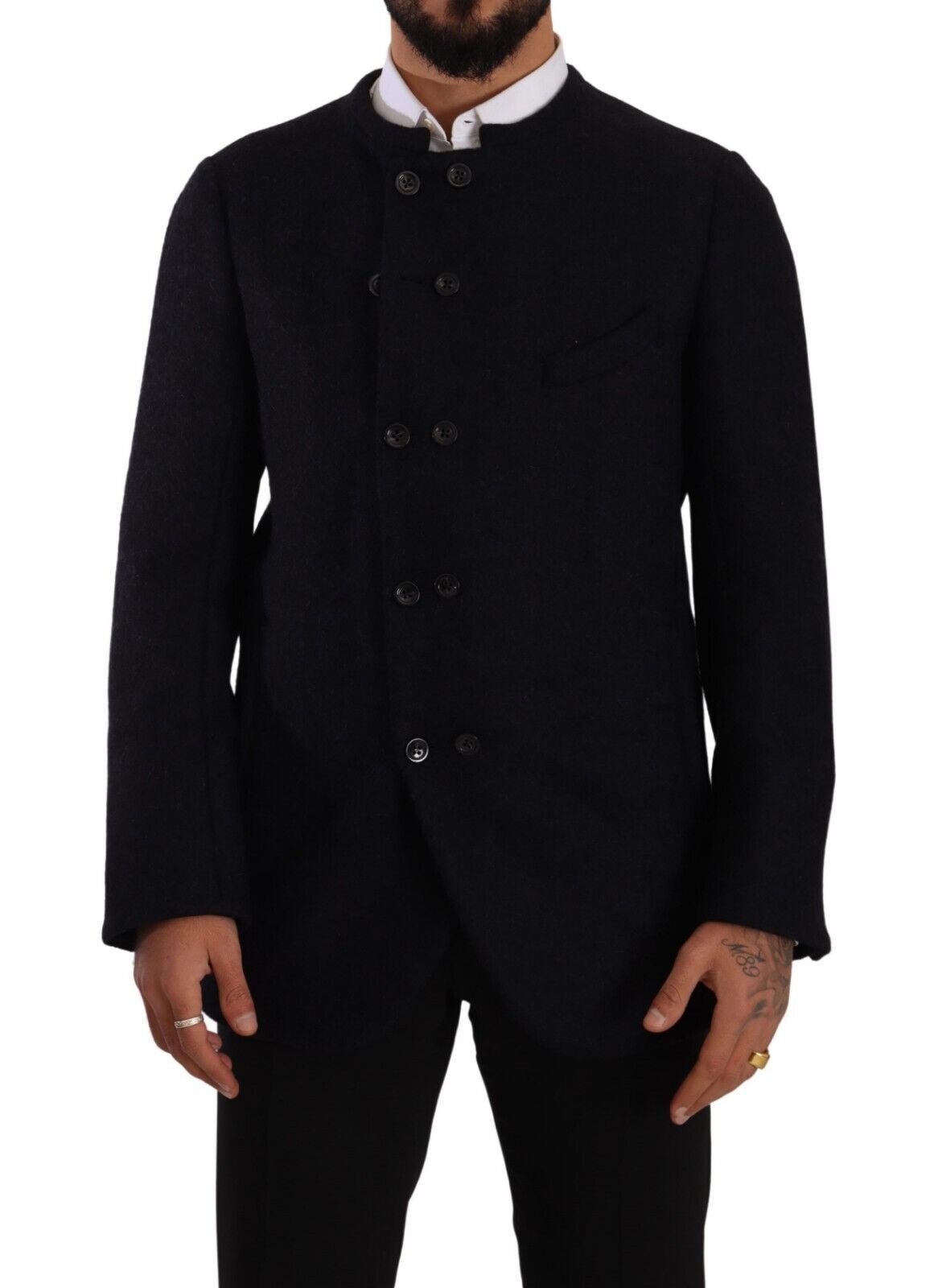 Dolce & Gabbana Grey Alpaca Button Down Men's Coat Jacket