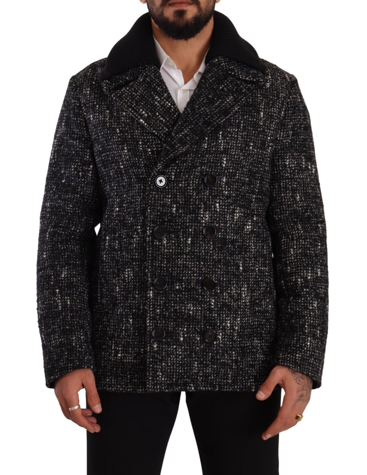 Dolce & Gabbana Black Wool Double-Breasted Men's Jacket