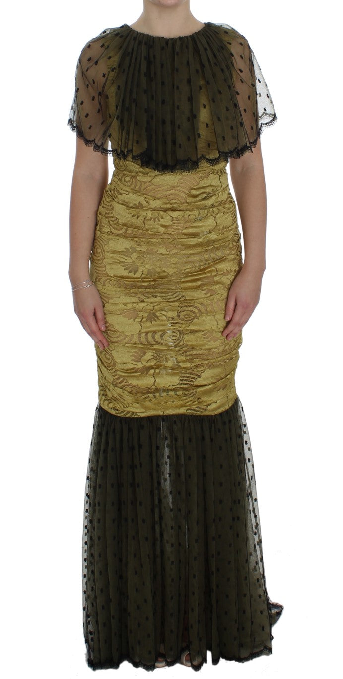 Dolce & Gabbana yellow and black floral lace dress by Ricamo