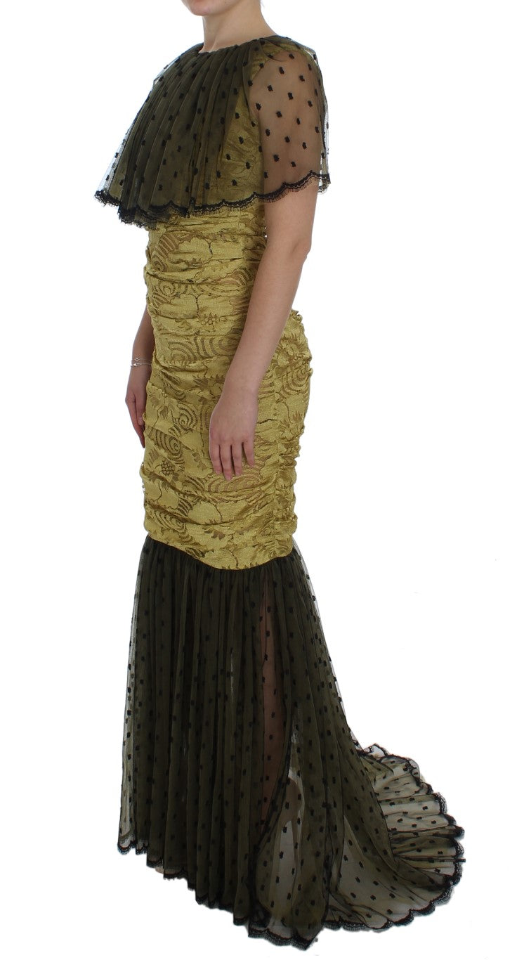 Dolce & Gabbana yellow and black floral lace dress by Ricamo-2