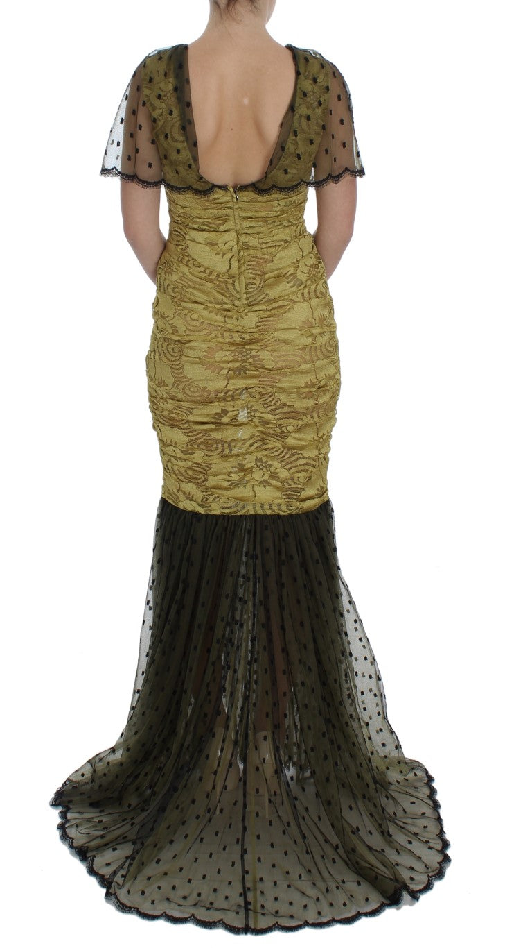 Dolce & Gabbana yellow and black floral lace dress by Ricamo-3