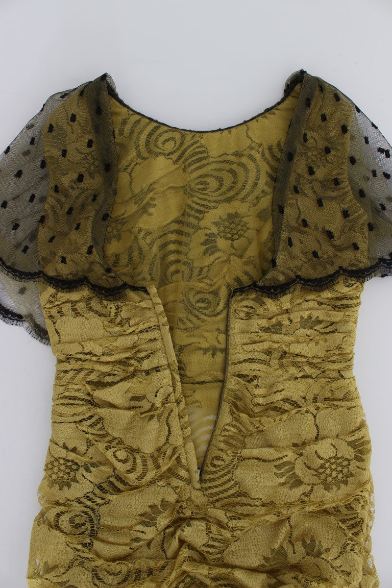 Dolce & Gabbana yellow and black floral lace dress by Ricamo-6
