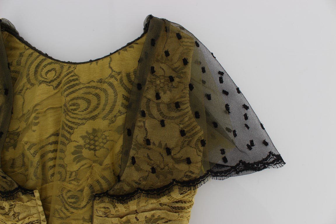 Dolce & Gabbana yellow and black floral lace dress by Ricamo-7