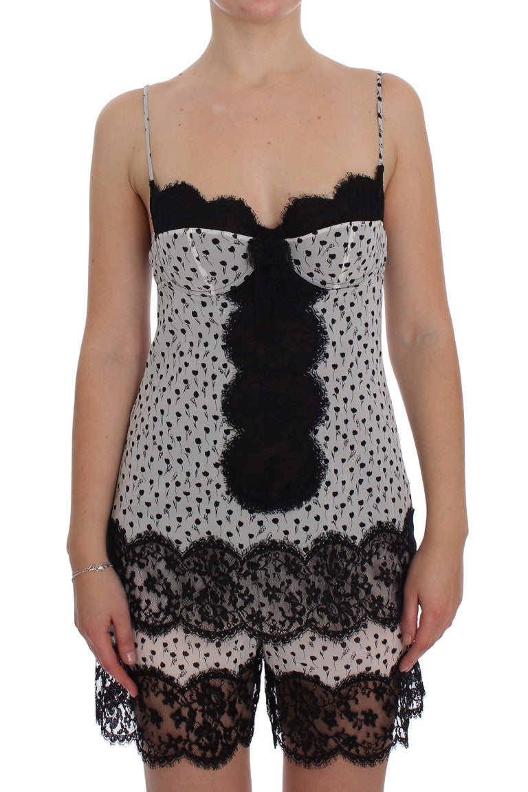 Dolce & Gabbana Black Silk Lace Babydoll Lingerie Top-1