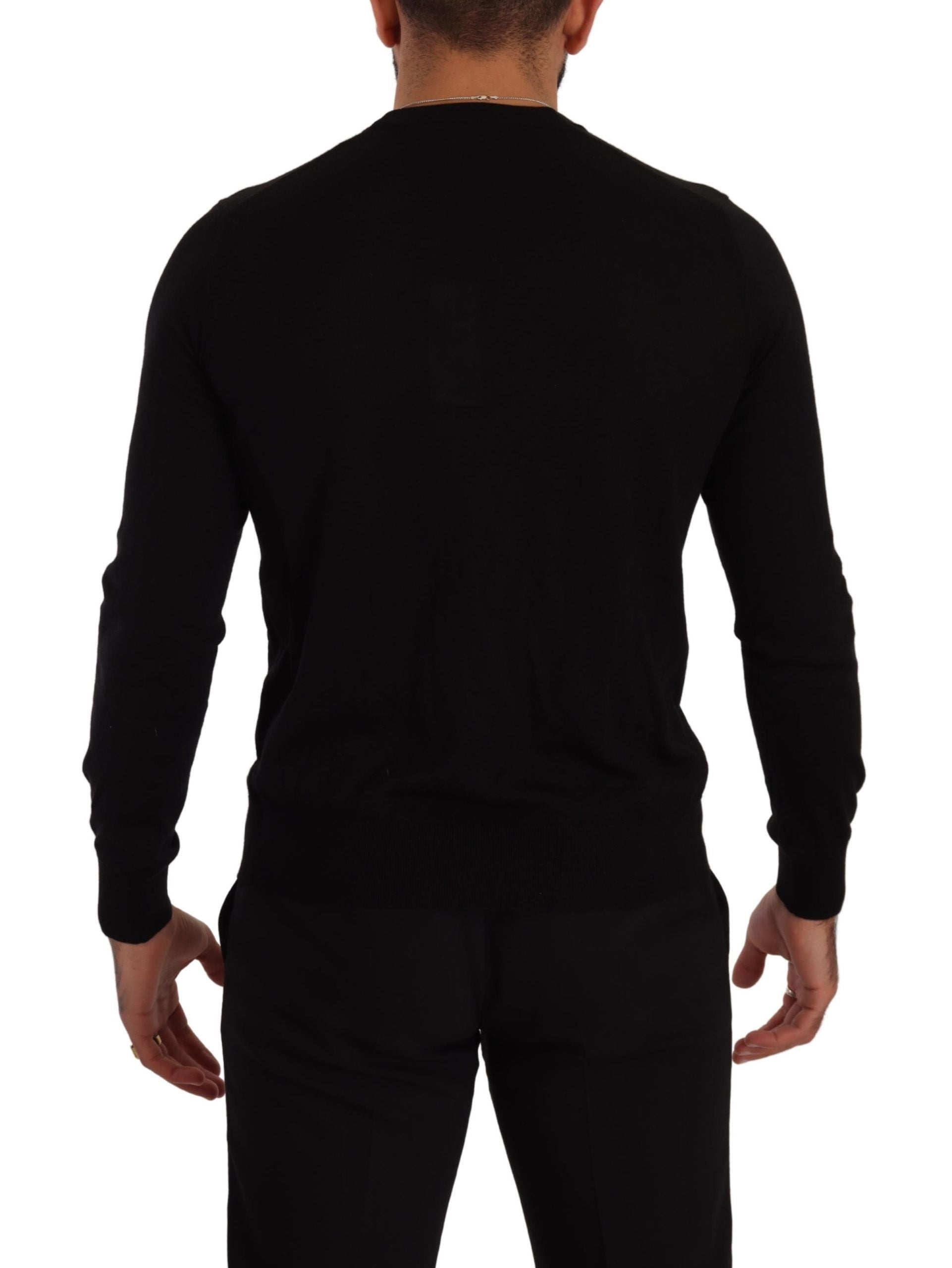 Dolce & Gabbana Black Cashmere Knit Sweater with Button Placket-4