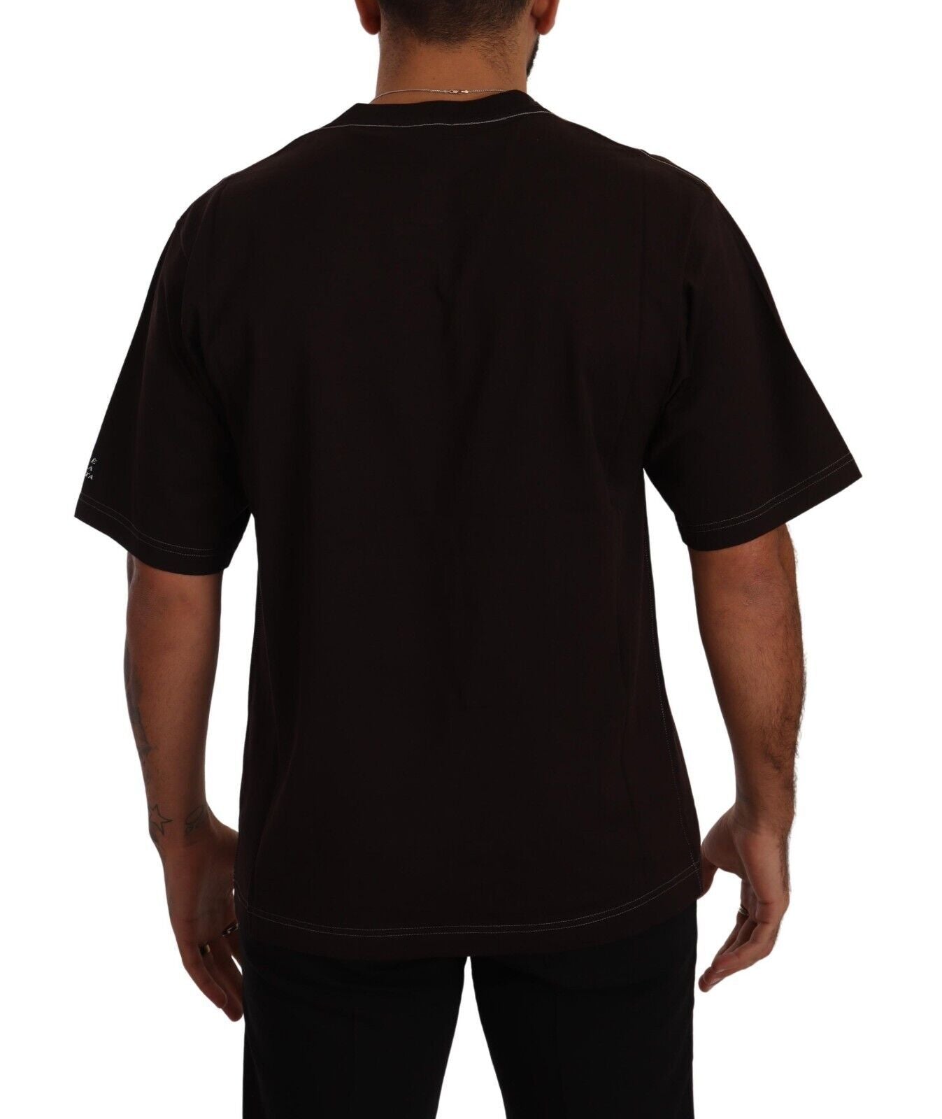 Dolce & Gabbana Bordeaux-colored cotton T-shirt with round neck and L-Amore print-3