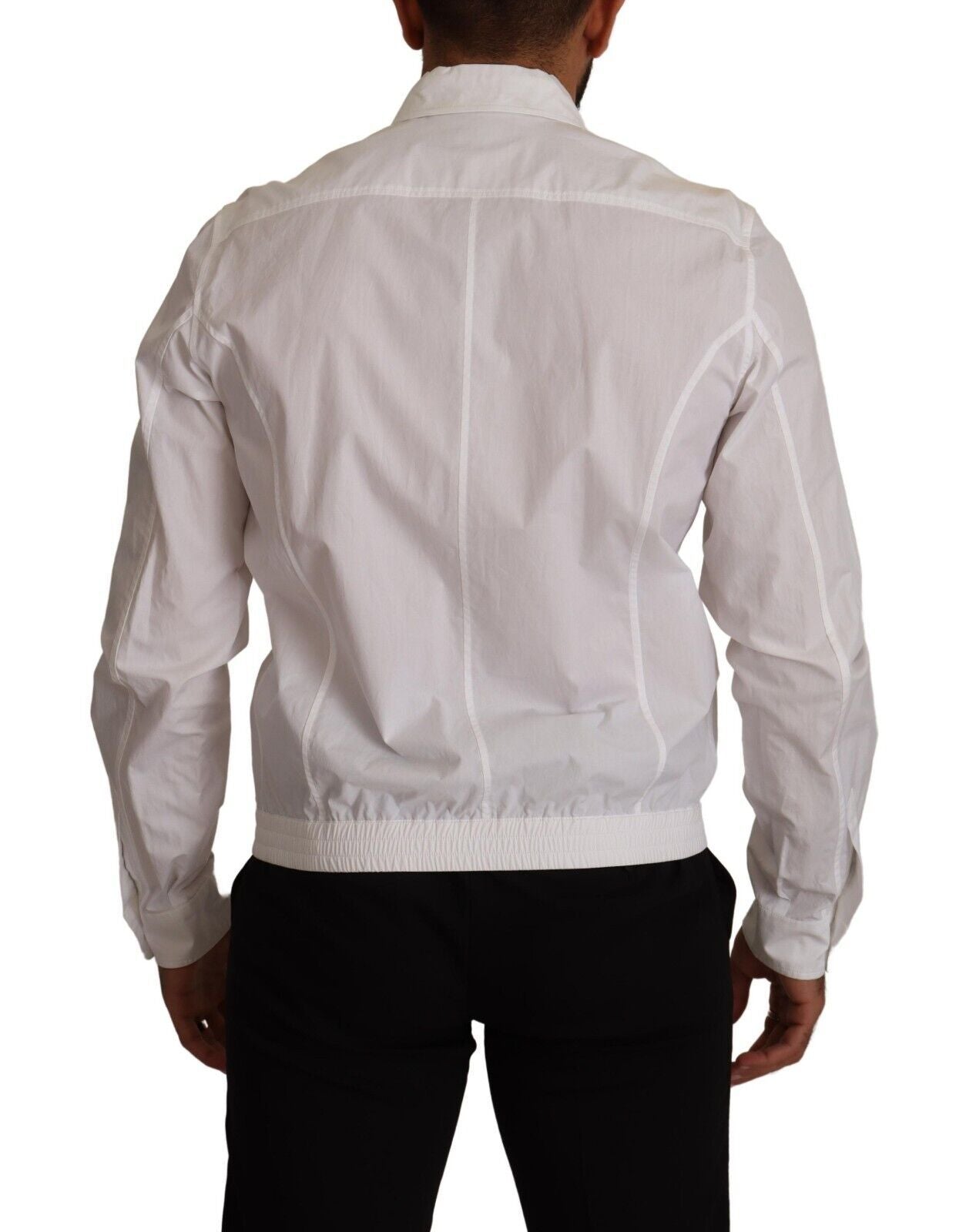 Dolce & Gabbana White Cotton Button-Down Shirt with Collar for Men-3