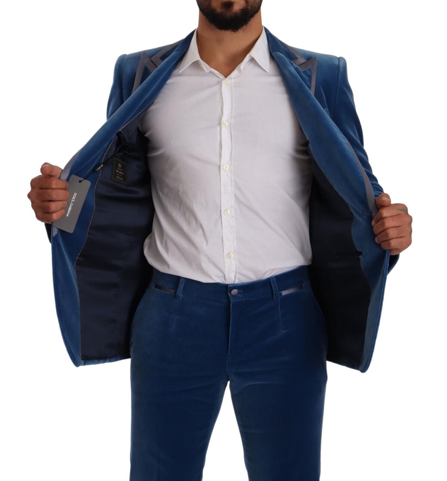 Dolce & Gabbana Blue SICILIA Velvet Slim Fit 2-Piece Suit-5