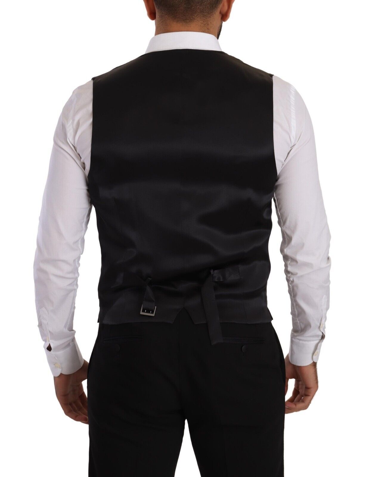 Dolce & Gabbana Schwarz gestreifte Weste aus Wolle und Seide-2