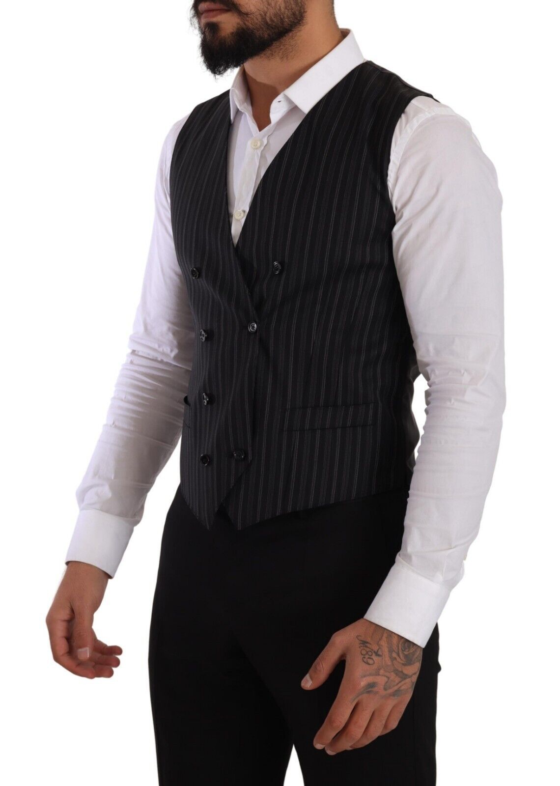 Dolce & Gabbana Grey striped double-breasted vest-2