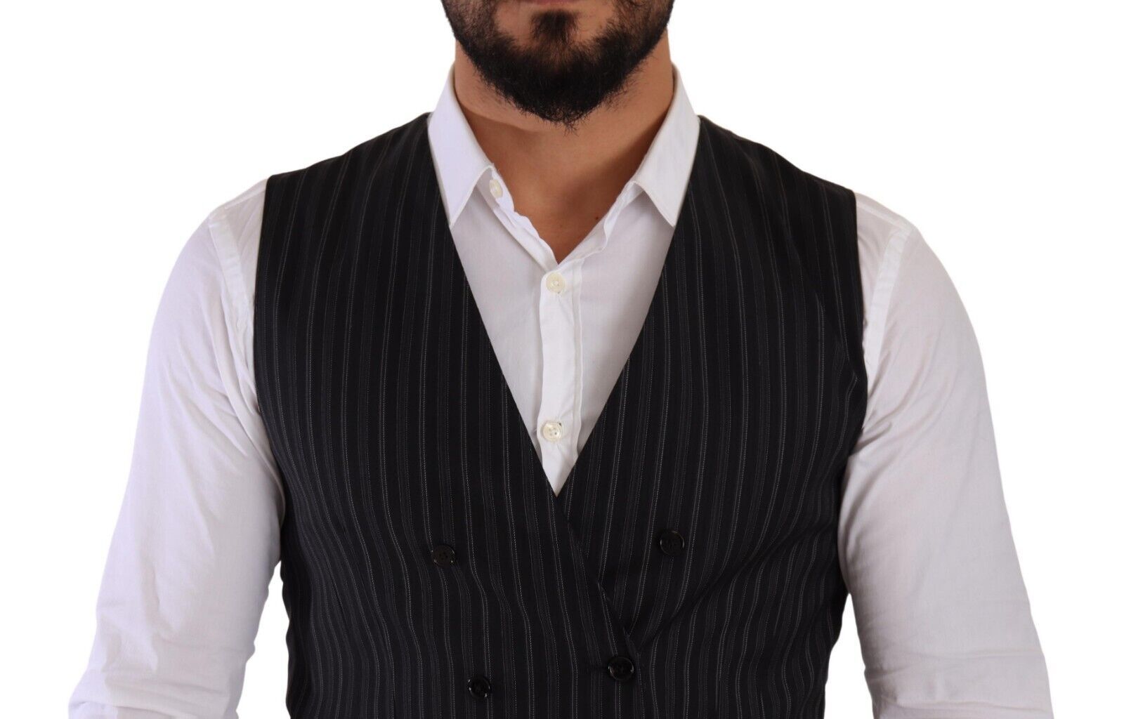 Dolce & Gabbana Grey striped double-breasted vest-4