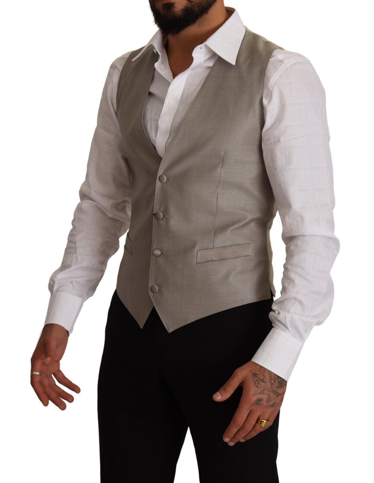 Dolce & Gabbana beige single-breasted wool vest-2