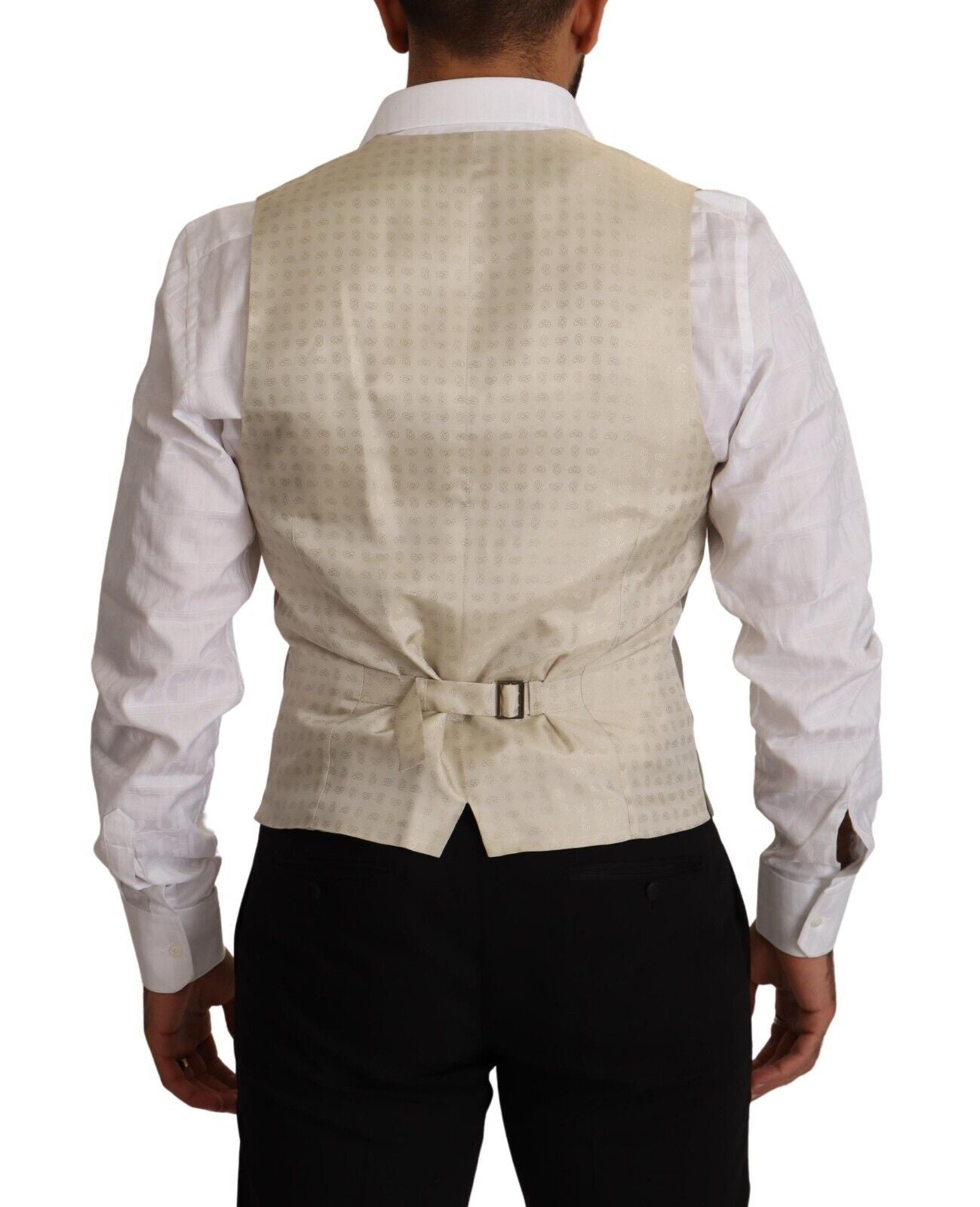Dolce & Gabbana beige single-breasted wool vest-3