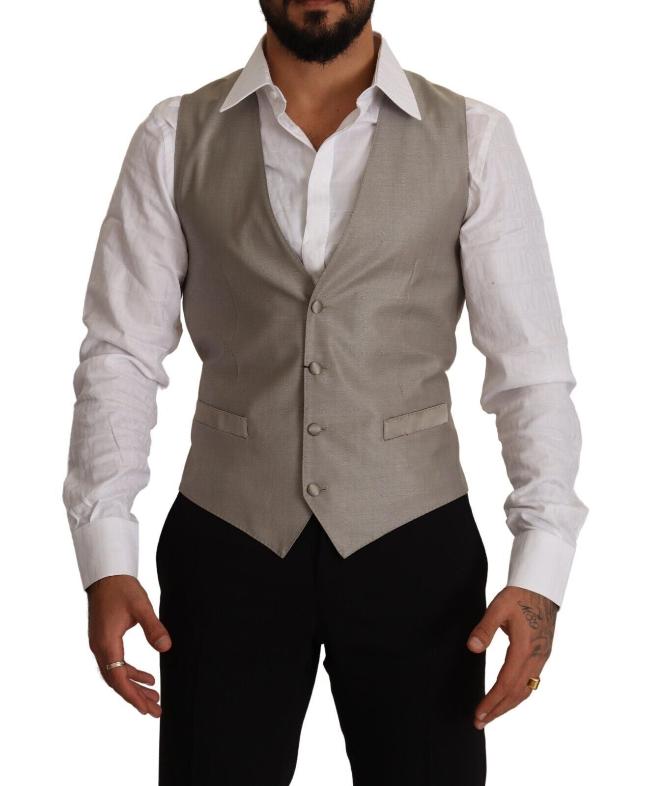 Dolce & Gabbana beige single-breasted wool vest-1