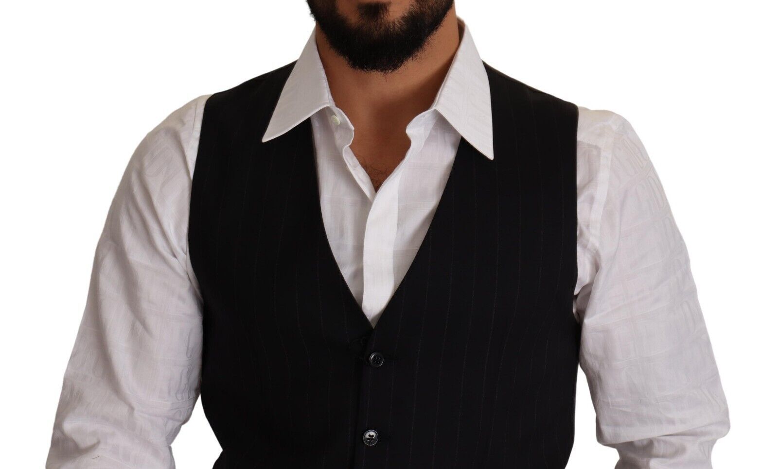 Dolce & Gabbana Blue Striped Wool Stretch Vest-3