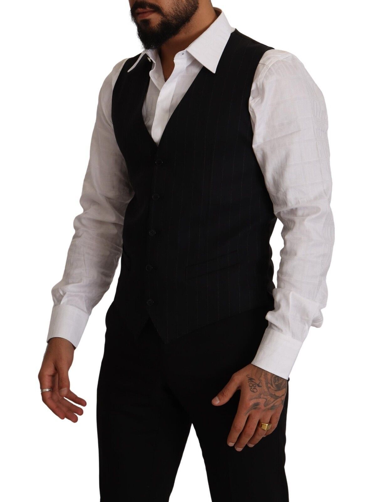Dolce & Gabbana Blue Striped Wool Stretch Vest-5