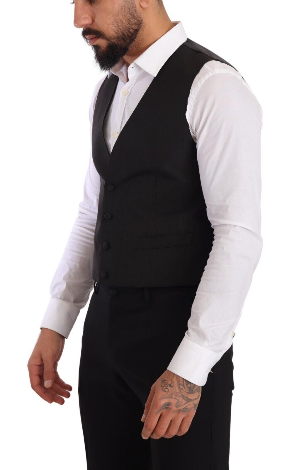 Dolce & Gabbana Grey Silk Vest Slim Fit Vest Formal Vest-2
