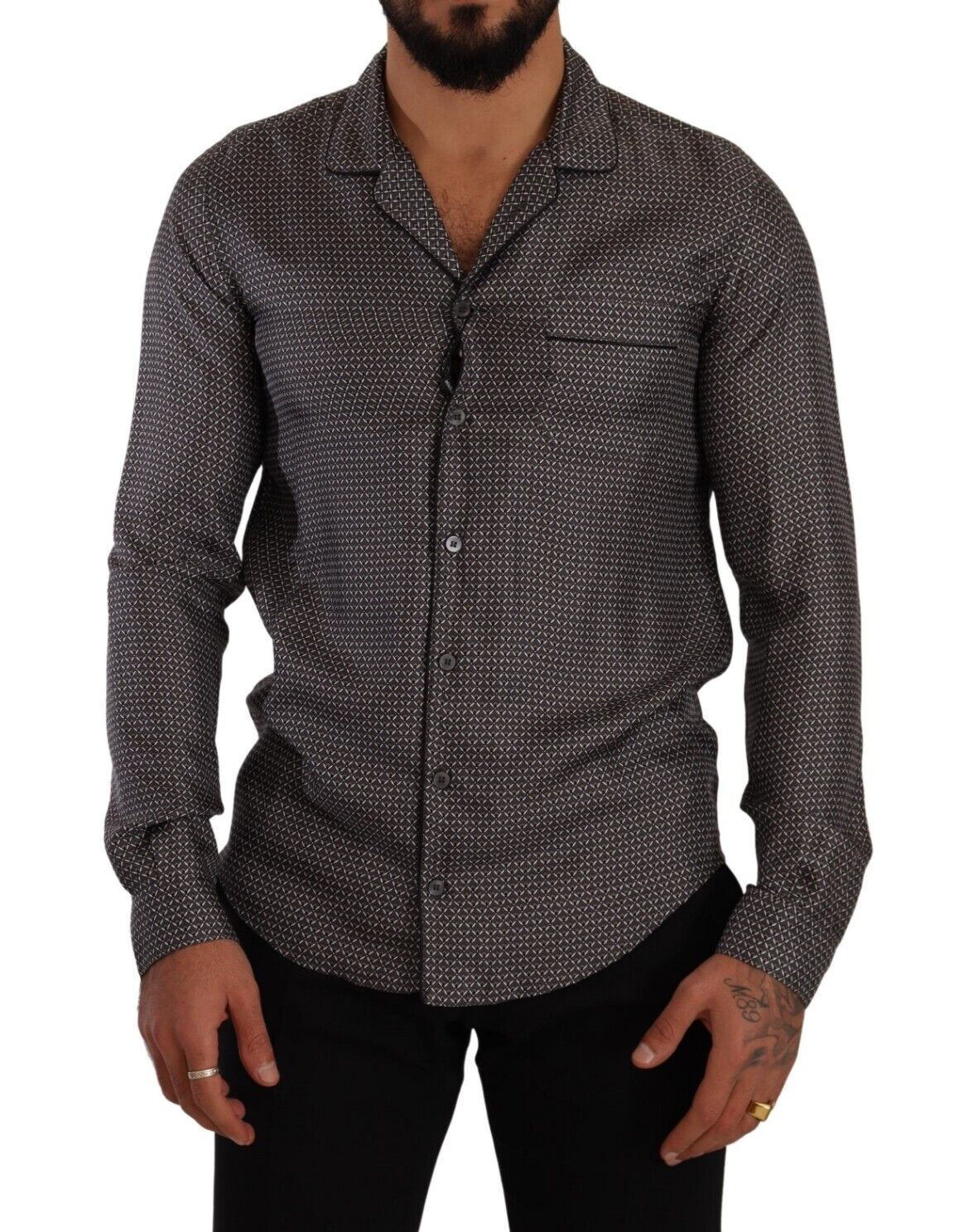 Dolce & Gabbana Grey Fantasy Pattern Pyjama Top Men's Shirt