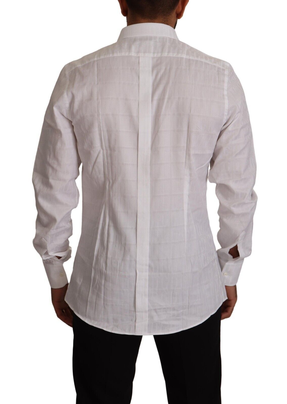 Dolce & Gabbana White GOLD Cotton Slim Fit Dress Formal Shirt-2
