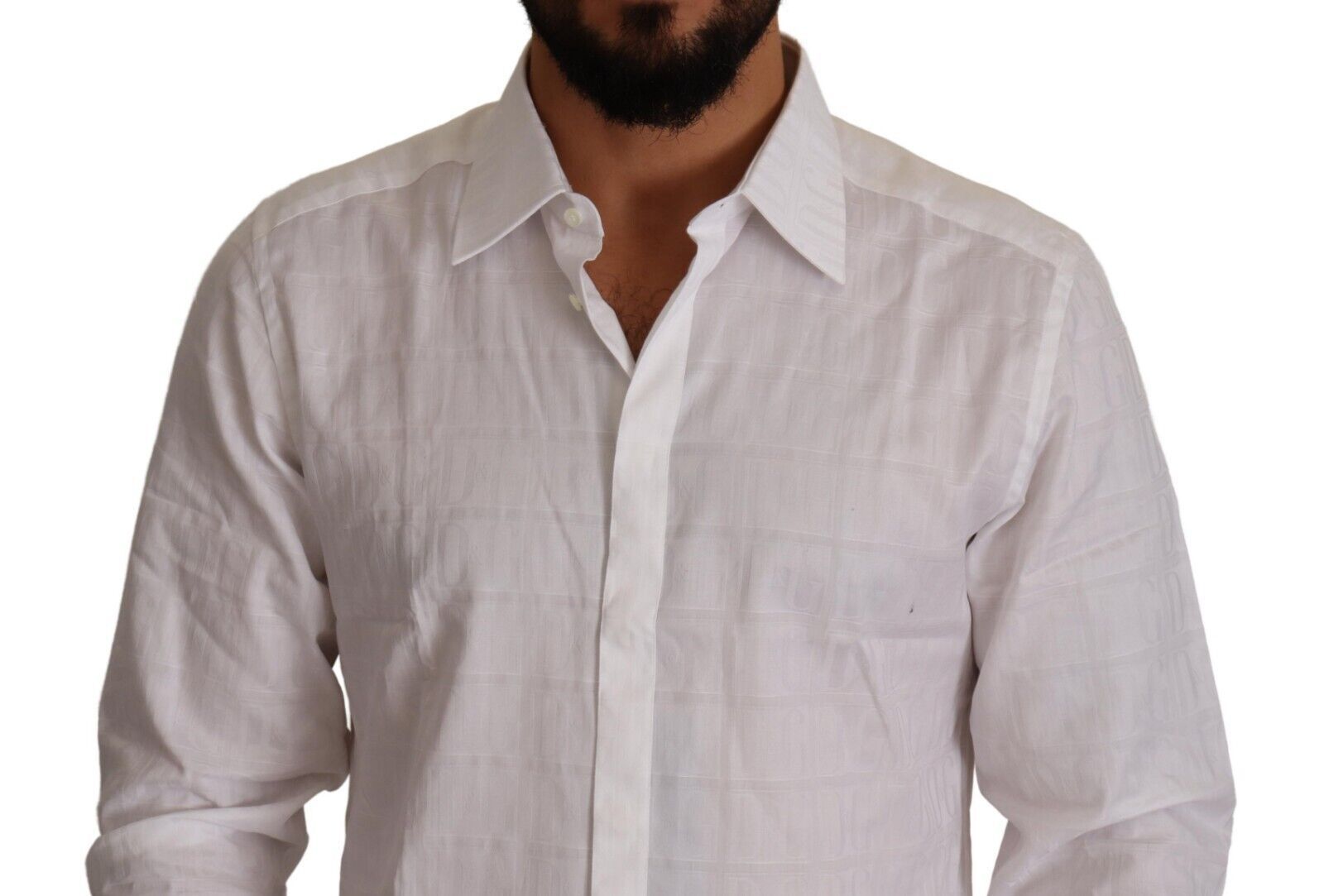 Dolce & Gabbana White GOLD Cotton Slim Fit Dress Formal Shirt-3